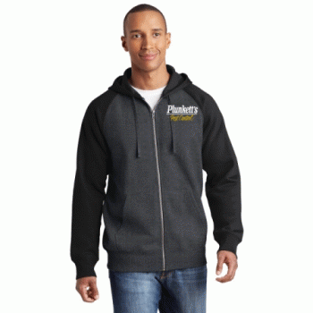 Sport-Tek Raglan Colorblock Full-Zip Hooded Fleece Jacket.