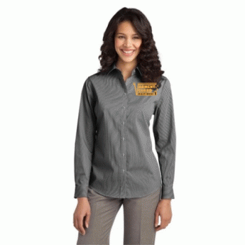 Port Authority Ladies Fine Stripe Stretch Poplin Shirt.