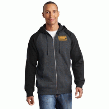 Sport-Tek Raglan Colorblock Full-Zip Hooded Fleece Jacket.