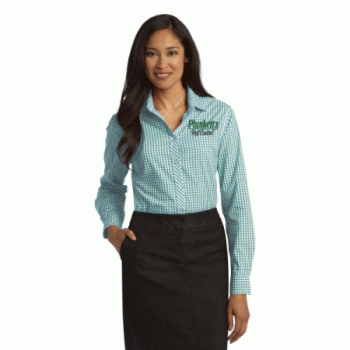 Port Authority Ladies Long Sleeve Gingham Easy Care Shirt.