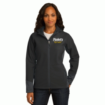 Port Authority Ladies Vertical Hooded Soft Shell Jacket.