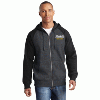 Sport-Tek Raglan Colorblock Full-Zip Hooded Fleece Jacket.