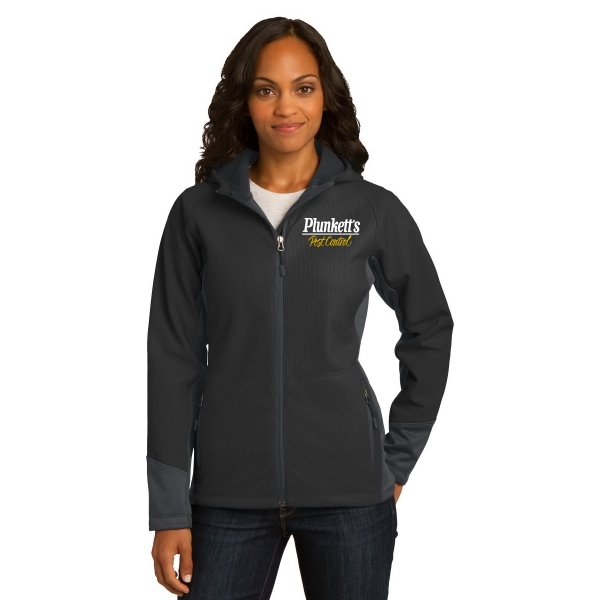 Port Authority Ladies Vertical Hooded Soft Shell Jacket.